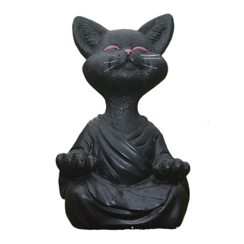 "Buddha prydnadskatt i harts, Zen dekoration med elegant design i svart, grå eller orange för hemmet."