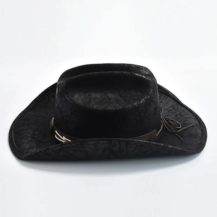 Cowboyhatt i läder med benpärlor – Westernstil