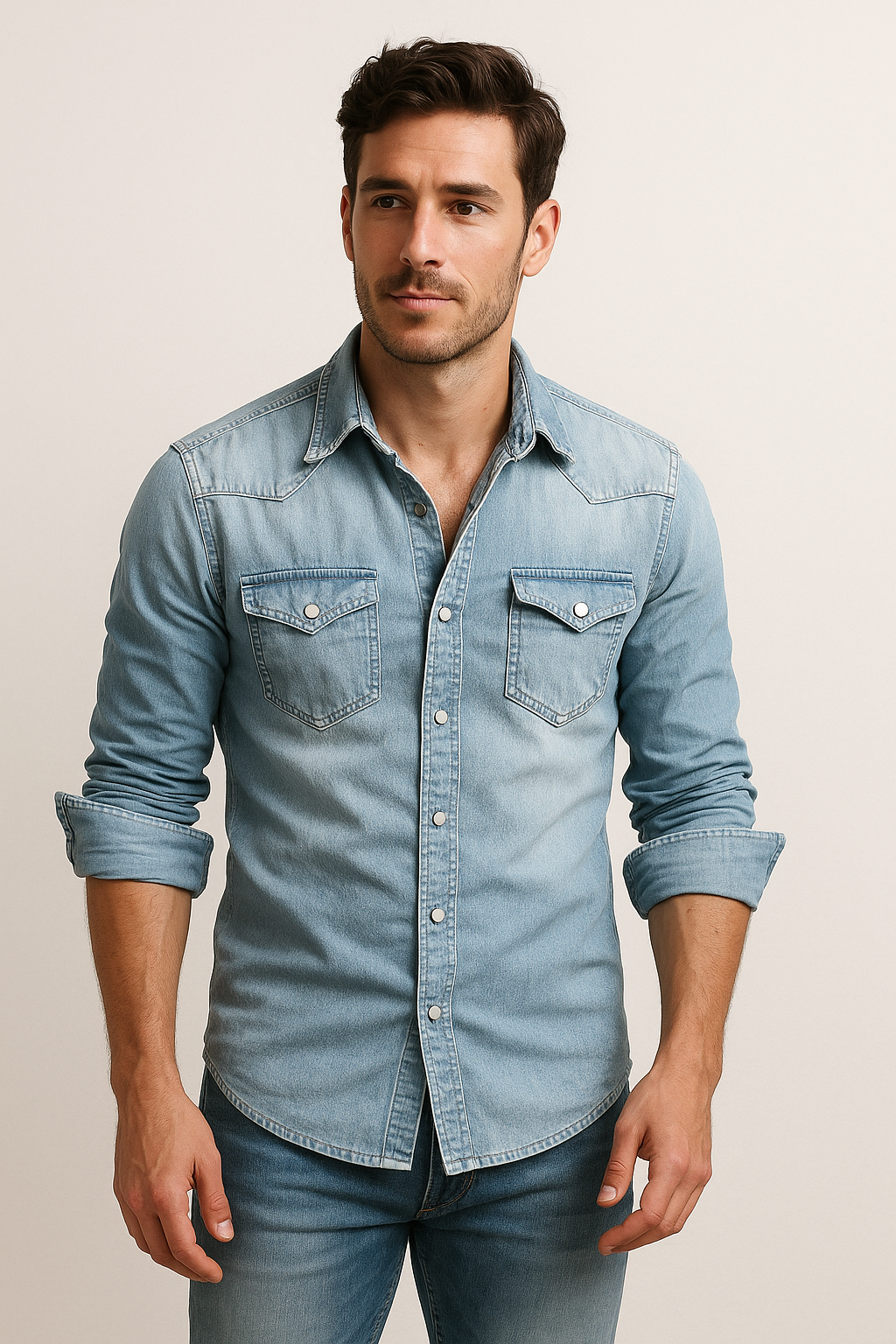 "Cedric denimskjorta för herrar, klassisk och hållbar design i flera nyanser, perfekt för både formella och avslappnade tillf