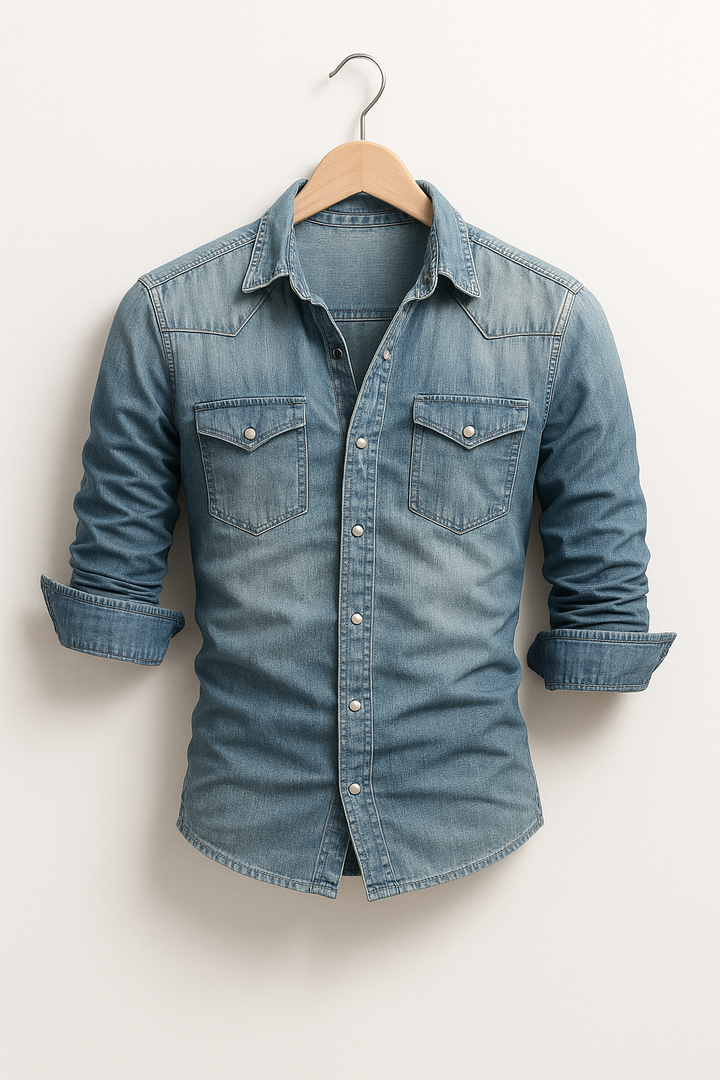 "Cedric denimskjorta för herrar, klassisk och hållbar design i flera nyanser, perfekt för både formella och avslappnade tillf