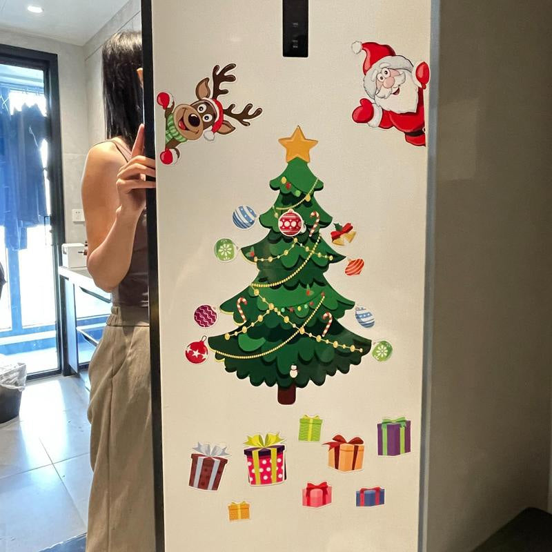 "Charmiga juldekorationer magnetiska kylskåpsmagneter med klassiska julmotiv, perfekt för festlig köksinredning."