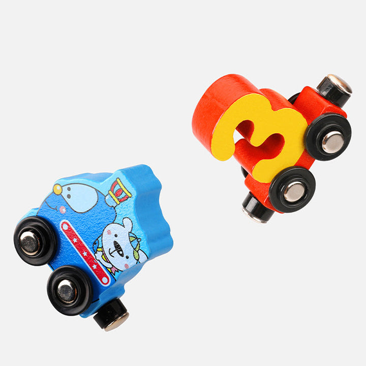 Charmigt färgglatt träledningståg för barn; pedagogisk leksak med magnetiska vagnar, främjar motoriska färdigheter.