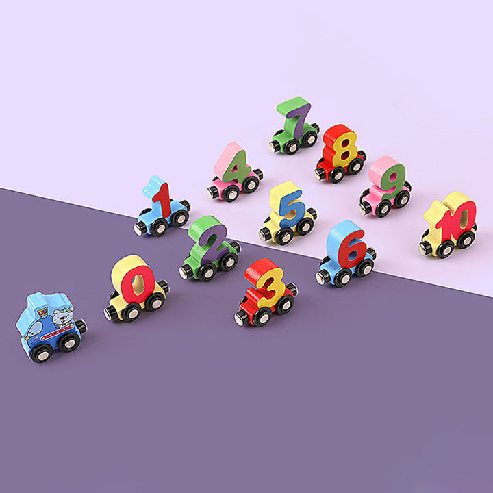 Charmigt färgglatt träledningståg för barn; pedagogisk leksak med magnetiska vagnar, främjar motoriska färdigheter.