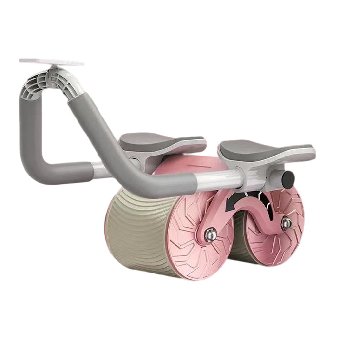 "Core Trainer plankrulle med EVA-skumhandtag och gummihjul för mångsidig träning. Perfekt för att förbättra stabilitet."