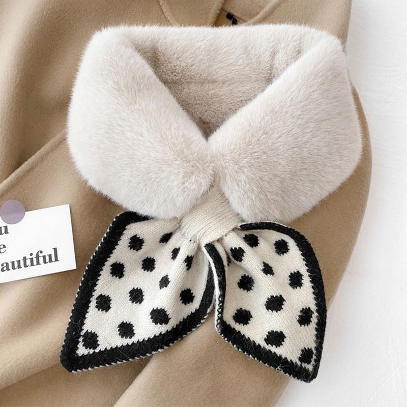 "Damens tjocka plyschhalsduk, mjuk fuskpäls, vinter värme, elegant mönster, trendig accessoar för kalla dagar"