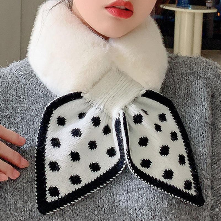 "Damens tjocka plyschhalsduk, mjuk fuskpäls, vinter värme, elegant mönster, trendig accessoar för kalla dagar"