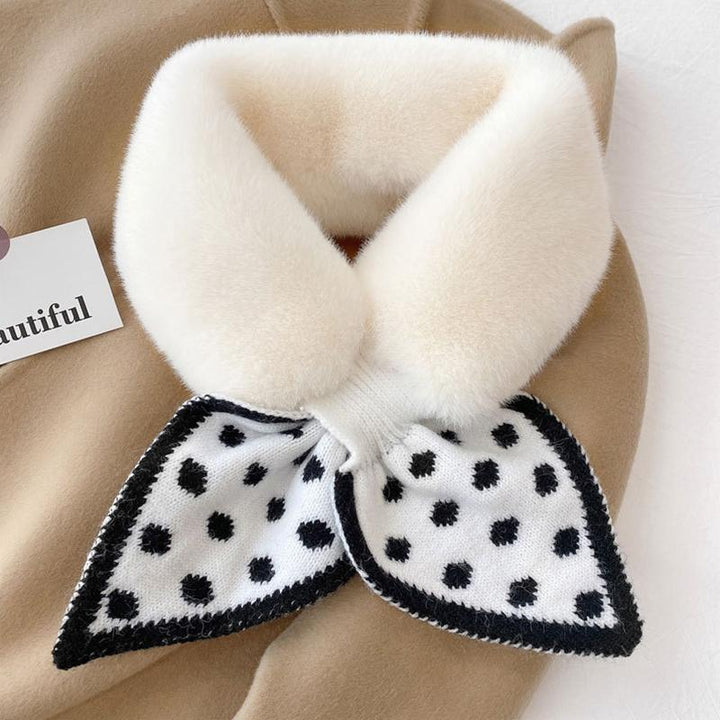 "Damens tjocka plyschhalsduk, mjuk fuskpäls, vinter värme, elegant mönster, trendig accessoar för kalla dagar"