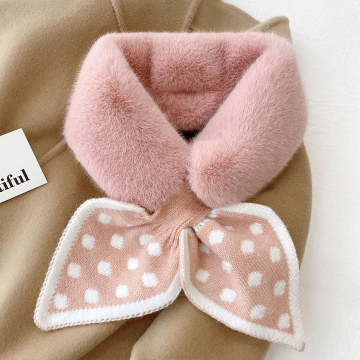 "Damens tjocka plyschhalsduk, mjuk fuskpäls, vinter värme, elegant mönster, trendig accessoar för kalla dagar"