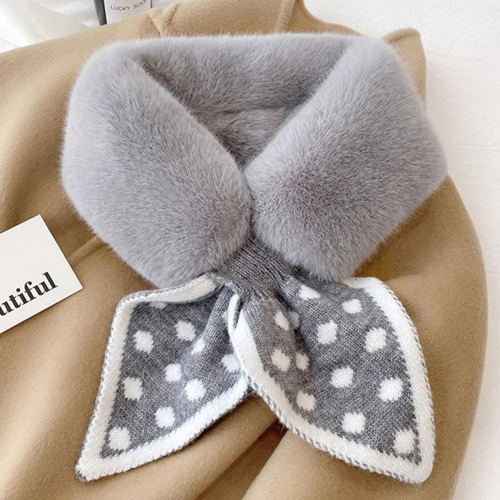"Damens tjocka plyschhalsduk, mjuk fuskpäls, vinter värme, elegant mönster, trendig accessoar för kalla dagar"