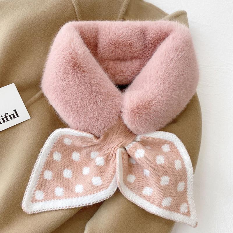 "Damens tjocka plyschhalsduk, mjuk fuskpäls, vinter värme, elegant mönster, trendig accessoar för kalla dagar"