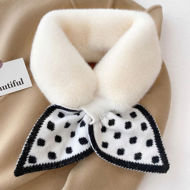 "Damens tjocka plyschhalsduk, mjuk fuskpäls, vinter värme, elegant mönster, trendig accessoar för kalla dagar"