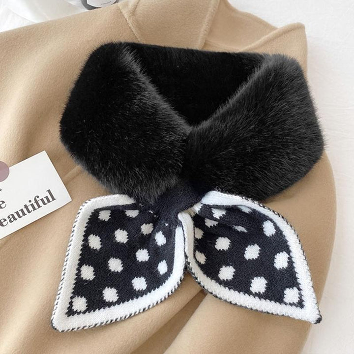 "Damens tjocka plyschhalsduk, mjuk fuskpäls, vinter värme, elegant mönster, trendig accessoar för kalla dagar"