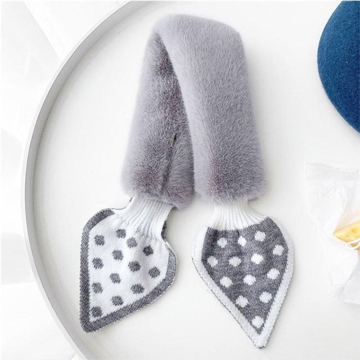 "Damens tjocka plyschhalsduk, mjuk fuskpäls, vinter värme, elegant mönster, trendig accessoar för kalla dagar"