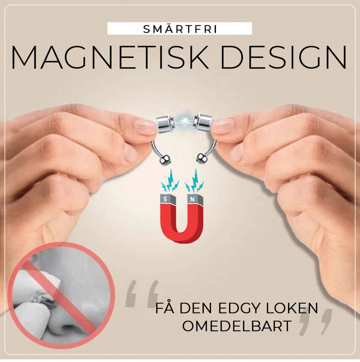 "Damer u-formad magnetisk näsring i titan, minimalistisk design, finns i svart, silver, roséguld, modern stil."