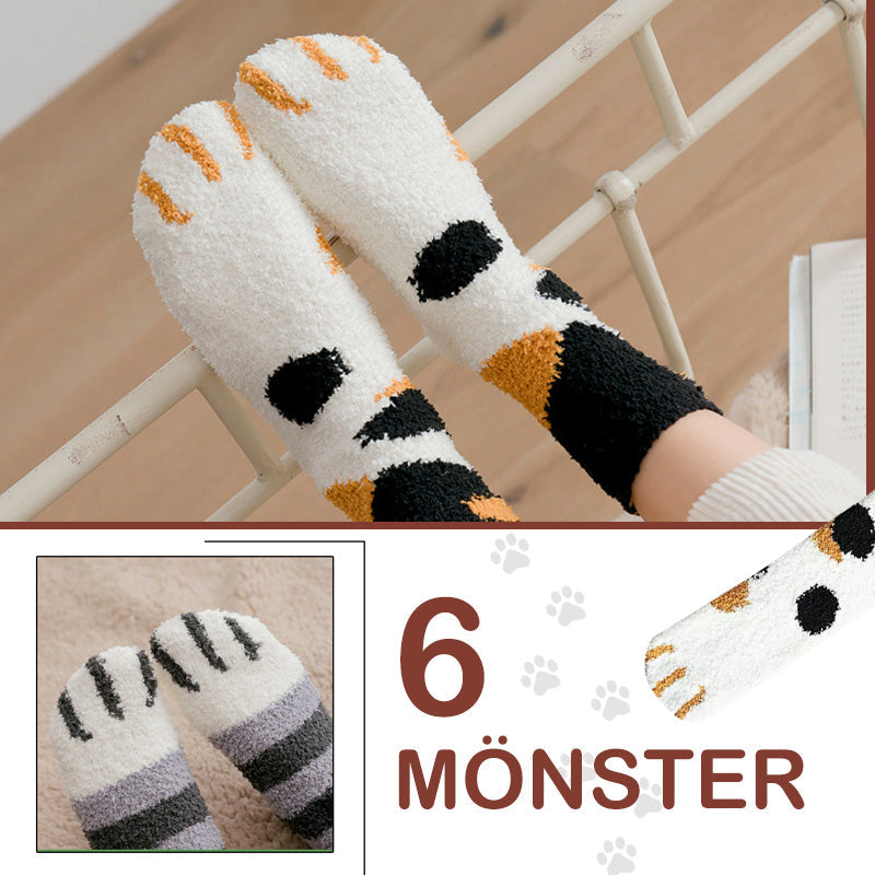 "Damsockor med kattklo-mönster, lekfull design, svart och grå, mjuk passform, bekväma och andningsbara tillbehör."