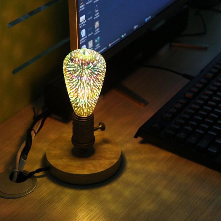 Dekorativa LED-lampor med 3D fyrverkerieffekt; färgglada ljuskällor för hem och fest, energieffektiva i snygg design.