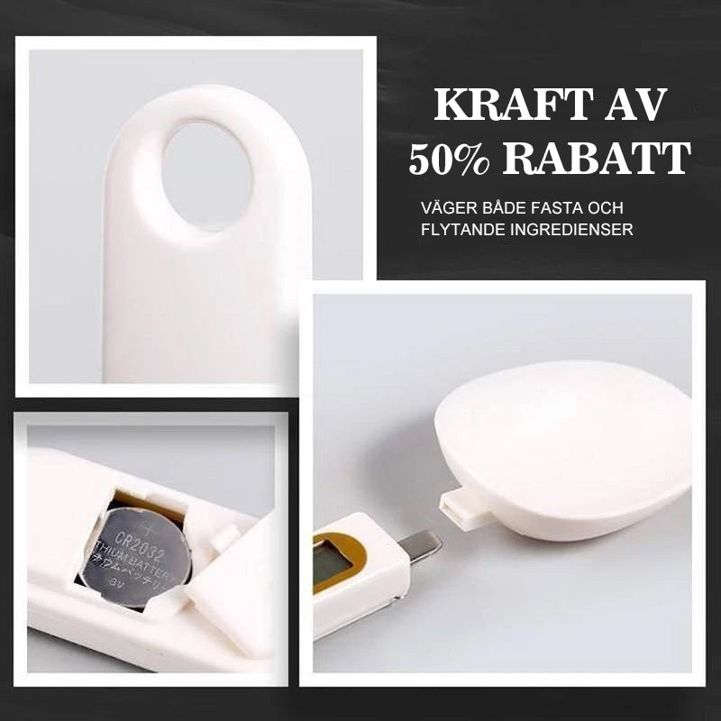"Digital vågsked för köket med LCD-display, mäter ingredienser upp till 500 g, passar för både fasta och flytande varor."
