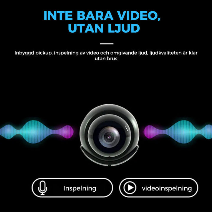 "Diskret svart mini WiFi-kamera för hemövervakning, 1080P HD, elegant design, mörkerseende och rörelsedetektion."