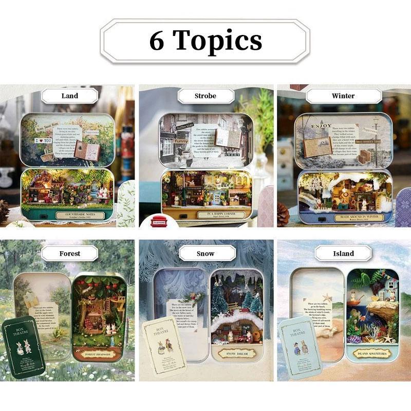 "DIY miniatyr dockhus för barn och vuxna med LED, trä och plastdetaljer, upplysta interiörer, kreativ byggsats"