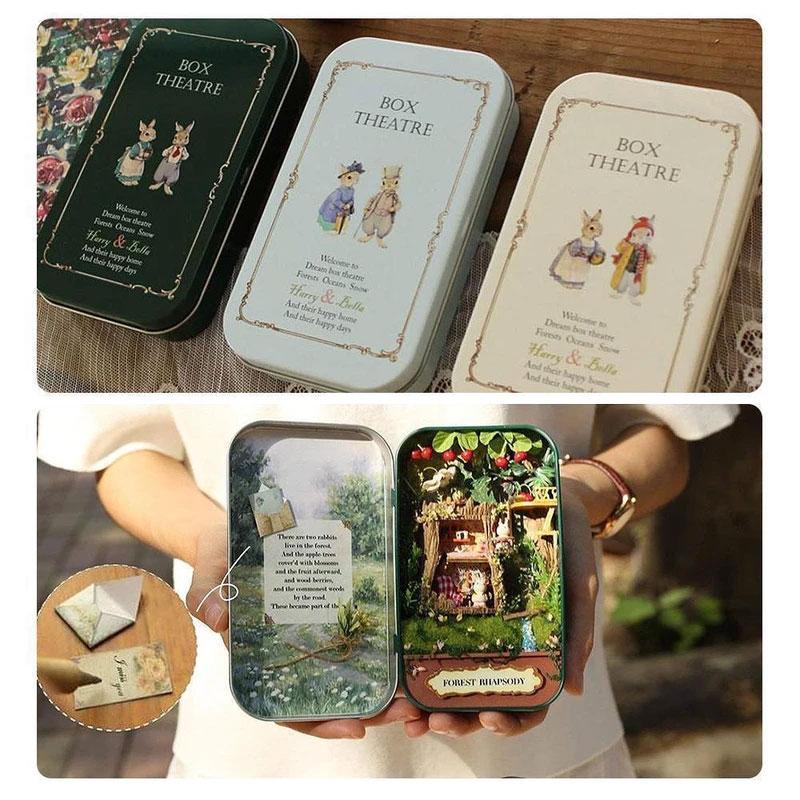 "DIY miniatyr dockhus för barn och vuxna med LED, trä och plastdetaljer, upplysta interiörer, kreativ byggsats"