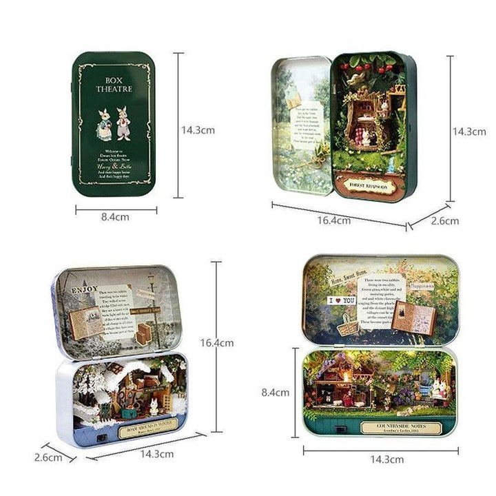 "DIY miniatyr dockhus för barn och vuxna med LED, trä och plastdetaljer, upplysta interiörer, kreativ byggsats"