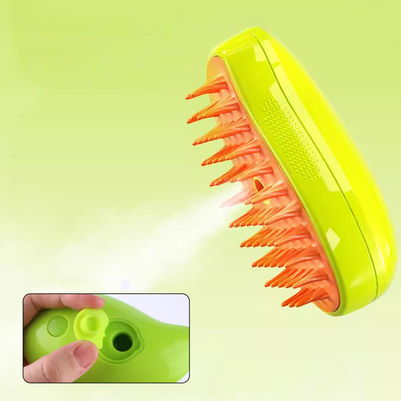 "Djursspray med massagekam, effektiva borst för pälsvård, samlar löst hår, minskar statisk elektricitet, silkeslen finish."