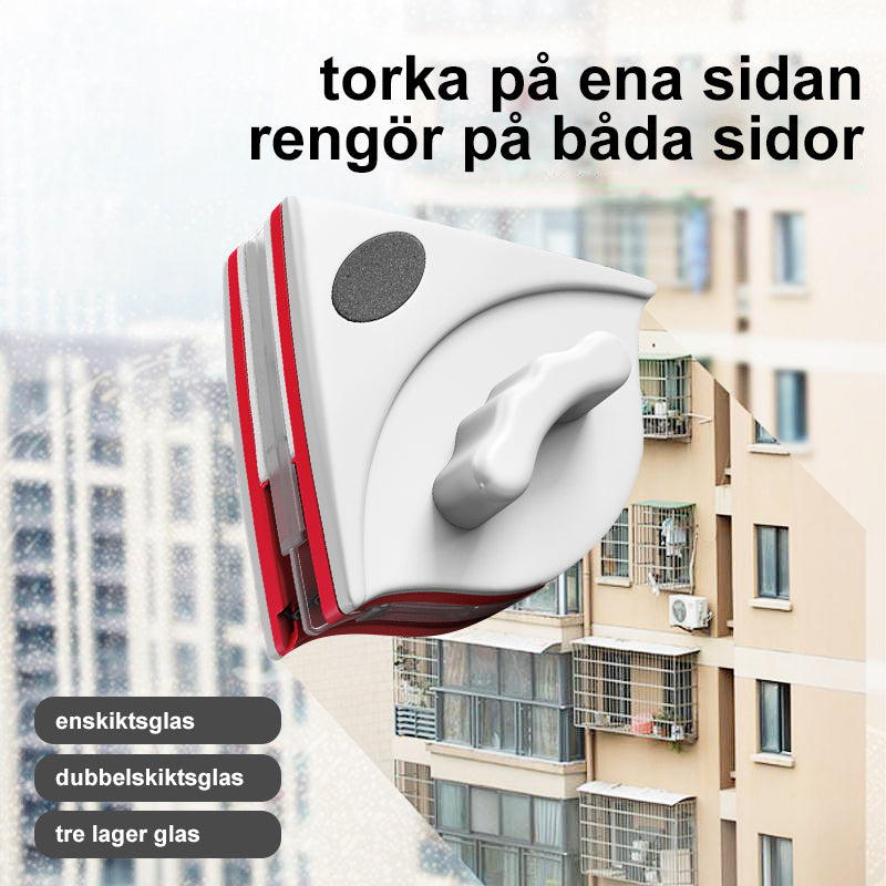 "Dubbelsidig magnetisk fönstertvätt i ABS-plast, triangulär design, säker, effektiv rengöring av fönster, inomhus användning.