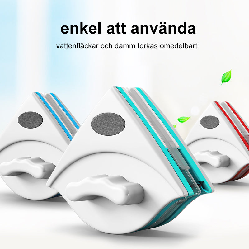"Dubbelsidig magnetisk fönstertvätt i ABS-plast, triangulär design, säker, effektiv rengöring av fönster, inomhus användning.