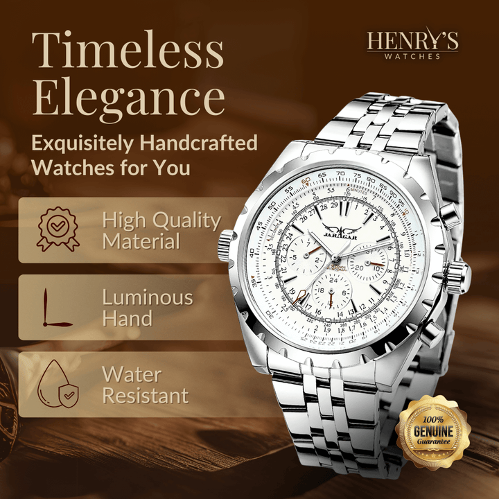 Robust Mekanisk Klocka Med Läderrem