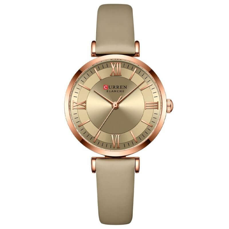 Elegant Vattentät Klocka med Läderarmband