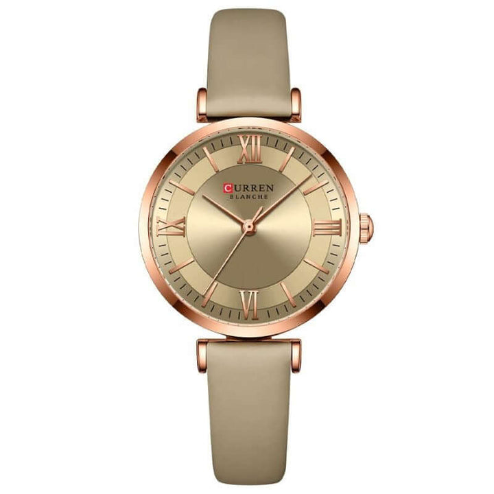Elegant Vattentät Klocka med Läderarmband
