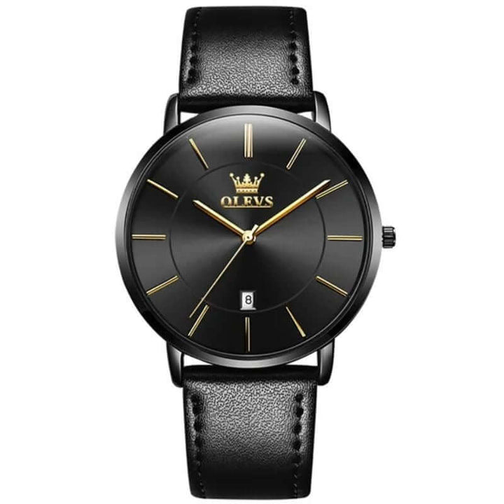 Snygg Läderarmbandsklocka med Datum