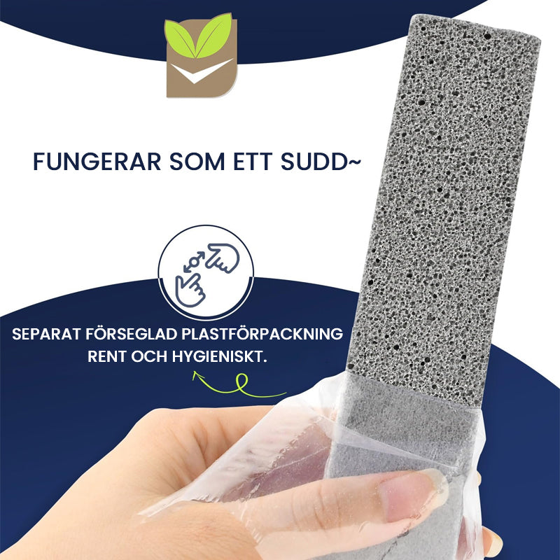 Effektiv grå pimpsten för hushållsrengöring, ergonomisk design avlägsnar smuts utan repor, miljövänlig lösning.