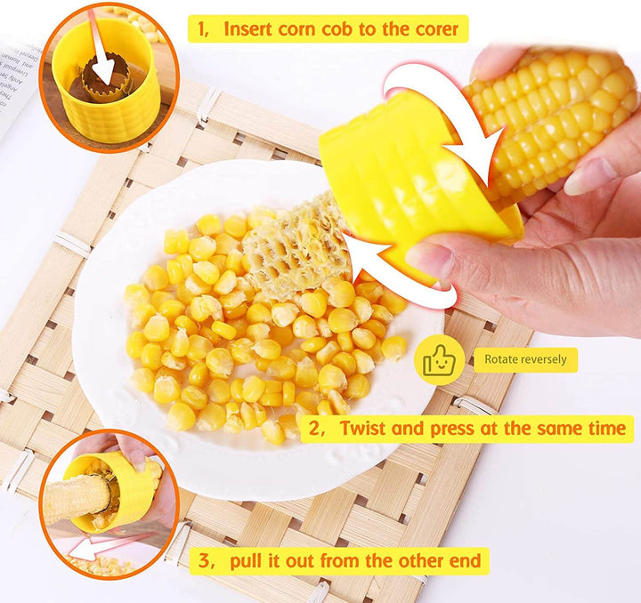 Detaljbild av majsavskiljarens blad i rostfritt stål, vass design för enkel och effektiv användning.