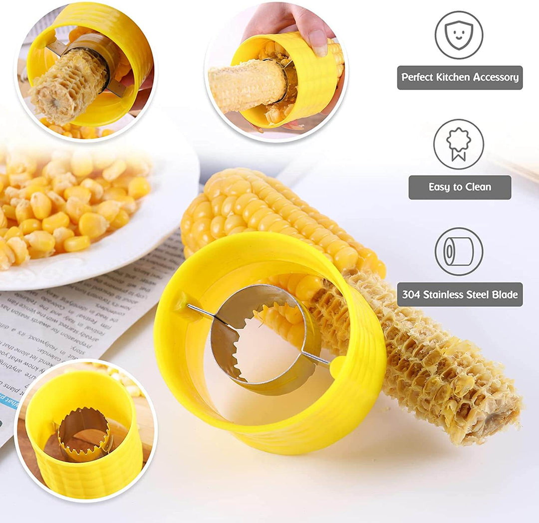 Majsavskiljare i rostfritt stål, rent och glänsande, ett praktiskt köksredskap för grönsaker.