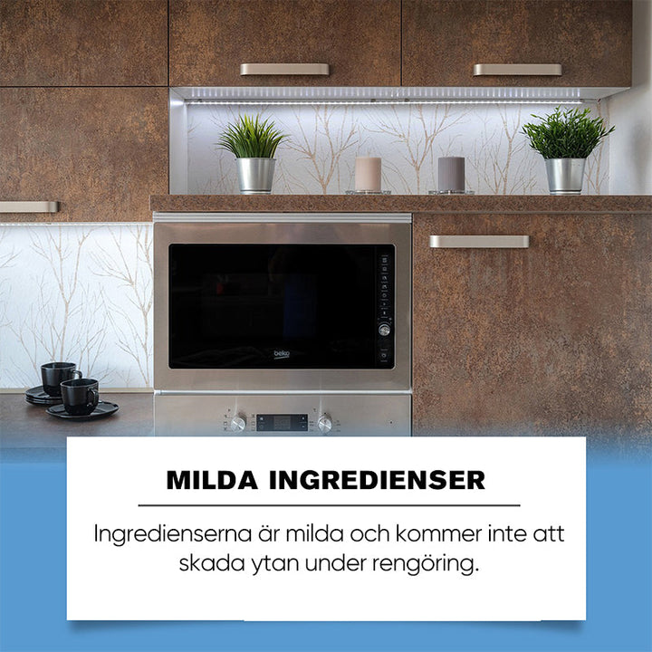 Effektiv Mögelavlägsnargel, tar bort envisa mögelfläckar, klar flaska, vit och grön etikett, 100ml volym.