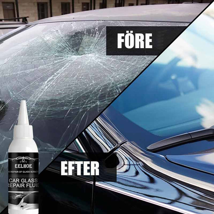 "Effektiv reparationsvätska för bilvindruta appliceras på liten spricka, eliminerar skador med enkelhet, utan extra verktyg."