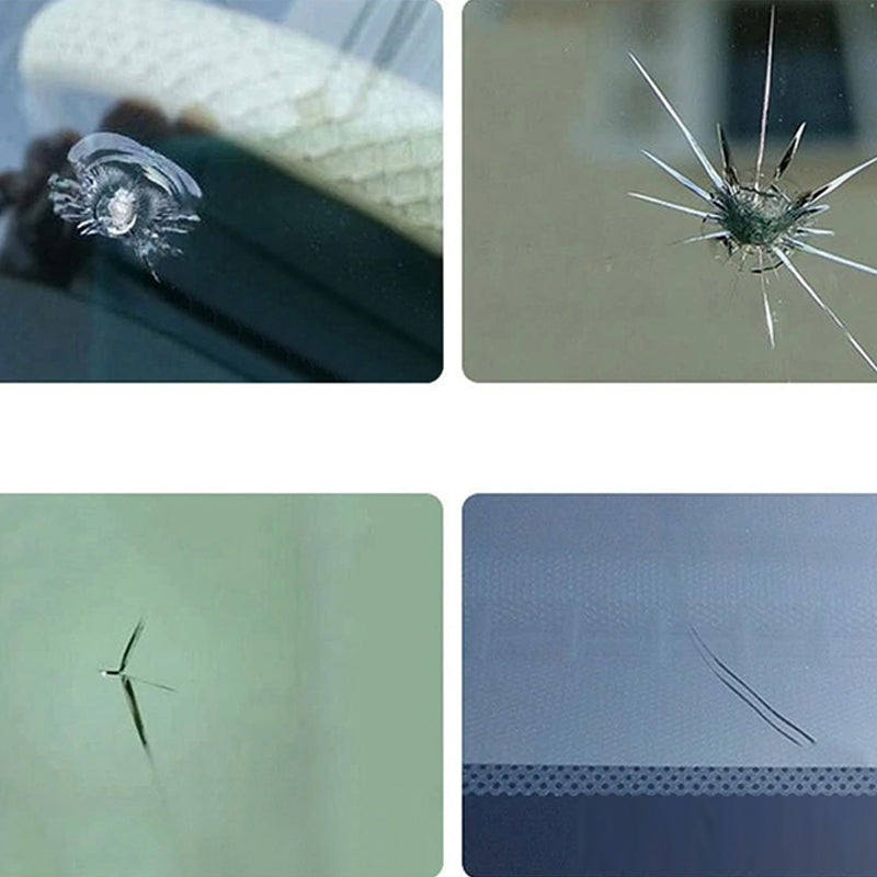 "Effektiv reparationsvätska för bilvindruta appliceras på liten spricka, eliminerar skador med enkelhet, utan extra verktyg."