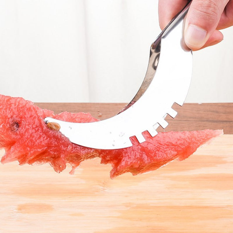 "Effektiv vattenmelonskärare i rostfritt stål och TPR, snabb och säker för kök, perfekt för melonskivor"