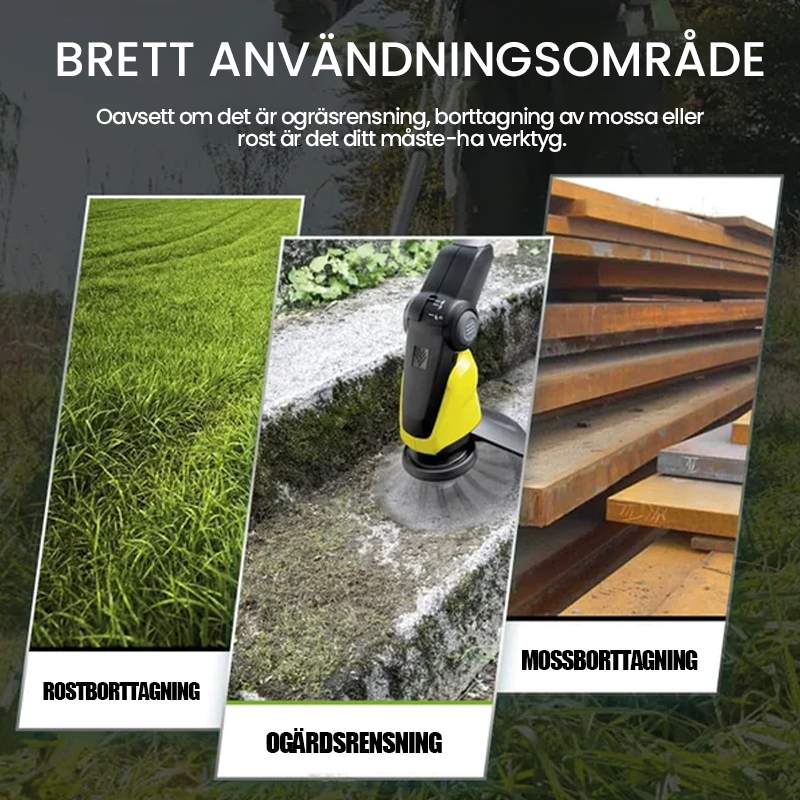 "Effektivt trimmerhuvud av ståltråd för ogräsbekämpning, kolstålkonstruktion, robust design för trädgårdsunderhåll."