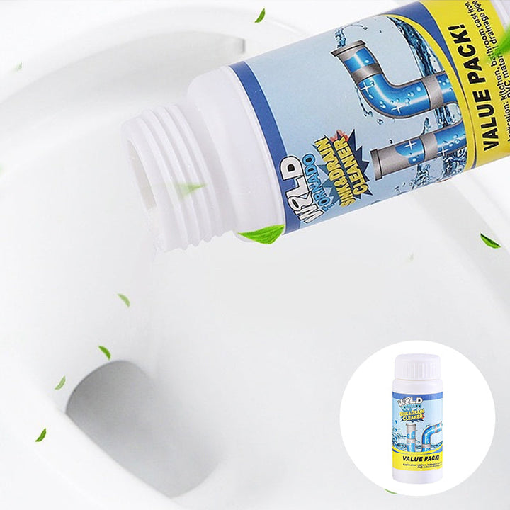Effektivt vitt rengöringsmedel för diskbänkar och avlopp, 110g plastbehållare, eliminerar fläckar och dålig lukt.