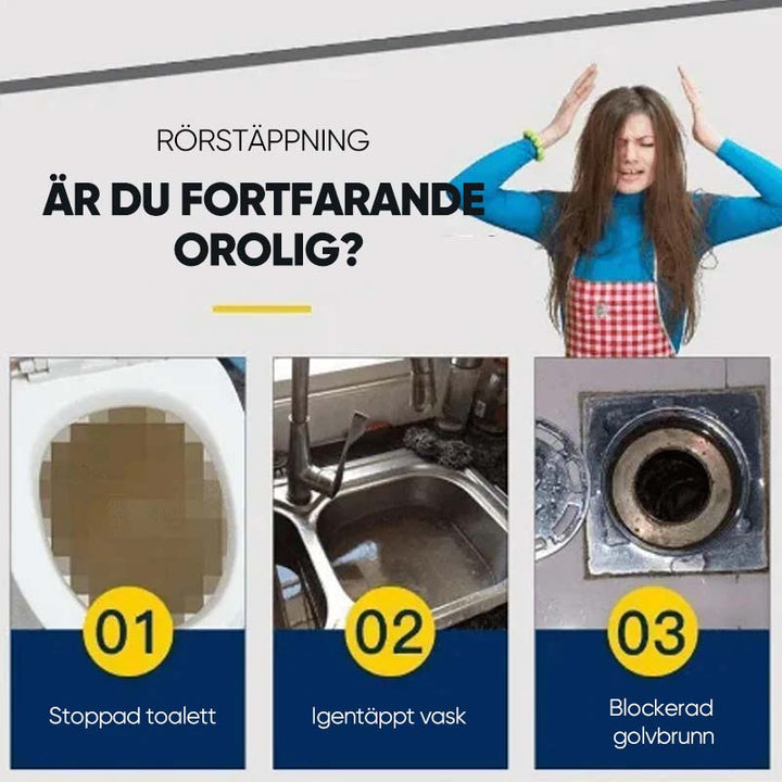 Effektivt vitt rengöringsmedel för diskbänkar och avlopp, 110g plastbehållare, eliminerar fläckar och dålig lukt.