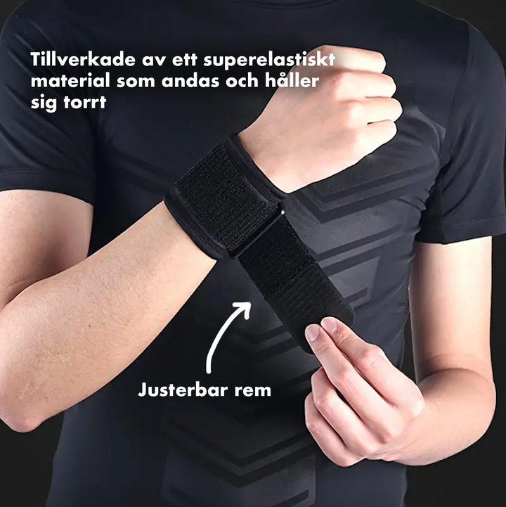 "Elastiska handledsstöd i andningsbart material för träning, ger komfort och stöd, idealiska för intensiv fysisk aktivitet."