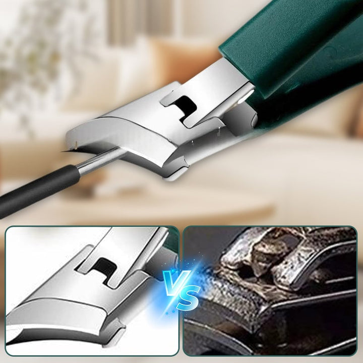 "Elegant 3-delad nagelvårdset: snedkantad nagelklippare, nano glas nagelfil, ergonomisk rengörare för proffsvård hemma."