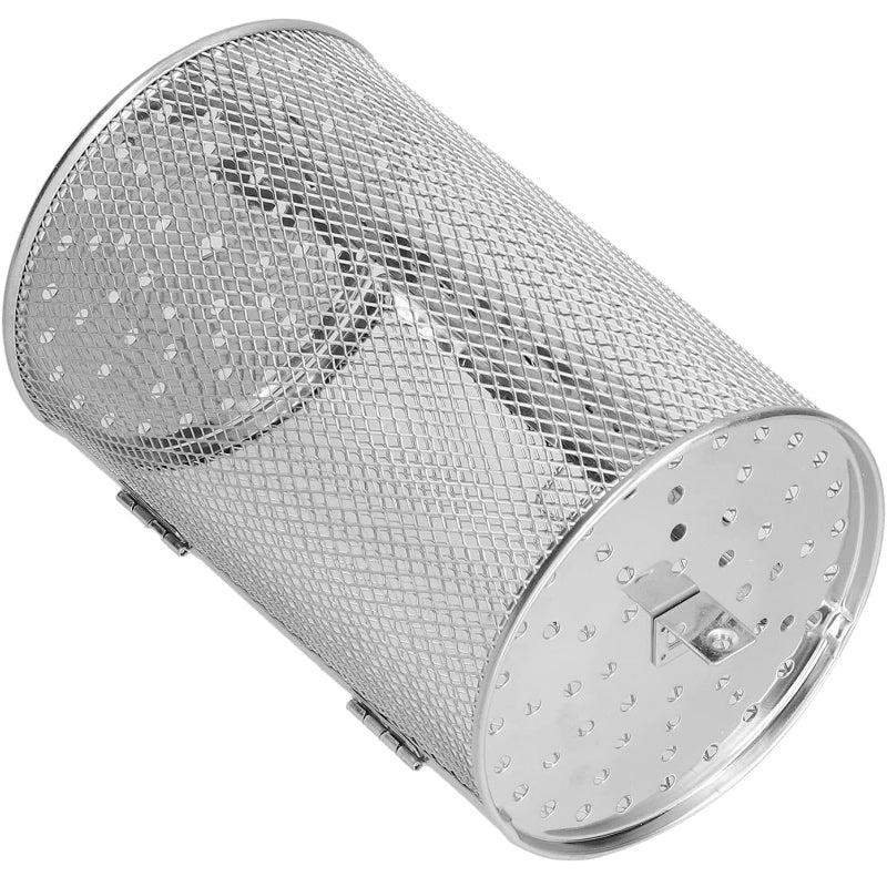 "Elegant automatisk roterande grill i robust rostfritt stål, perfekt för jämn grillning och bakning i köket."