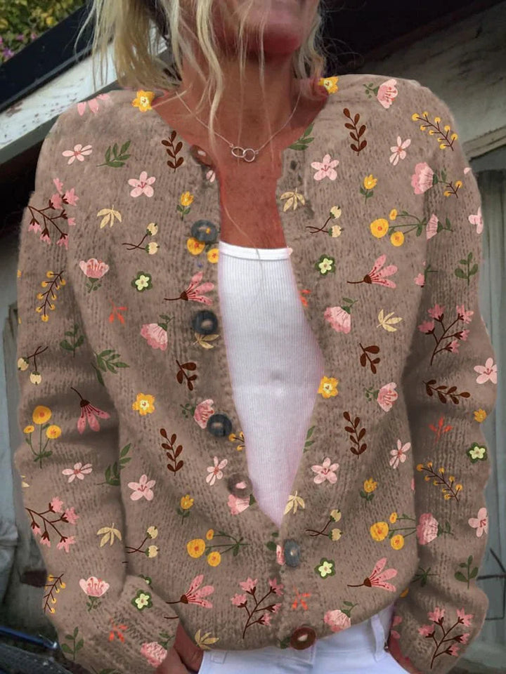 "Elegant blommig Betina väst för herrar, jordnära toner och mjuka färger, framifrån, för mångsidig styling."