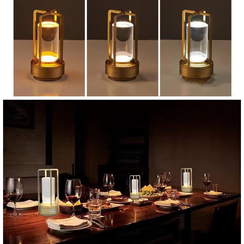 "Elegant dimbar skrivbordslampa i slimmad design med modern finish, tillgänglig i guld, silver och svart."