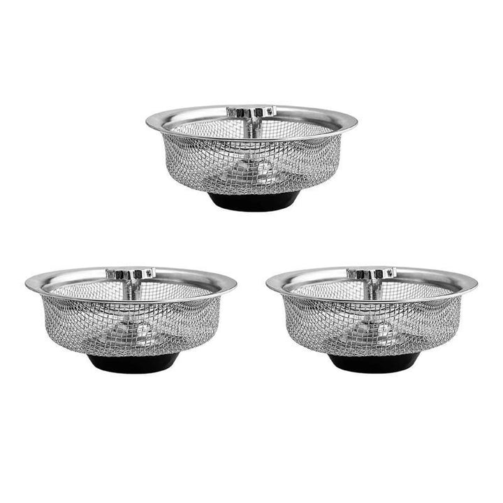 "Elegant diskbänk ersättningsfilter i rostfritt stål med universell passform, finns i 1, 2 eller 3-pack."