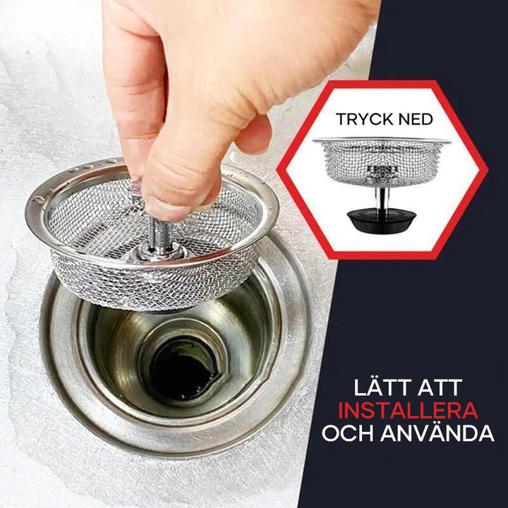 "Elegant diskbänk ersättningsfilter i rostfritt stål med universell passform, finns i 1, 2 eller 3-pack."