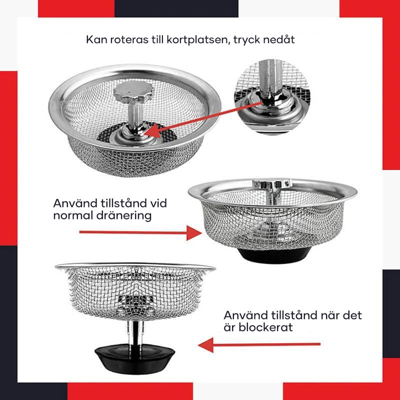 "Elegant diskbänk ersättningsfilter i rostfritt stål med universell passform, finns i 1, 2 eller 3-pack."